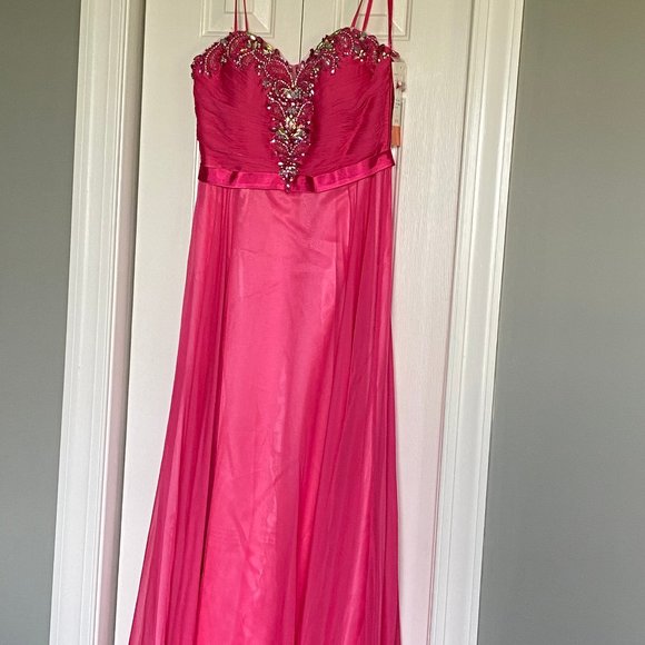 fuschia pink evening dress